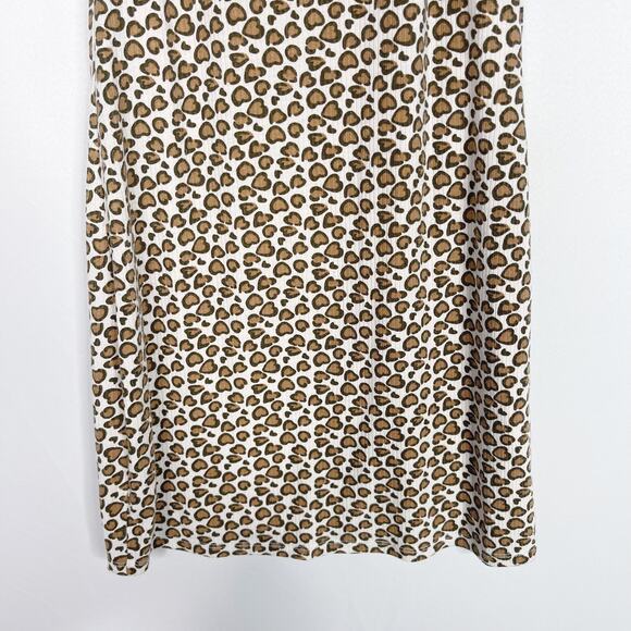 Privacy Please Small S Cream Brown Leopard Heart Print Tie Sleeve Dress Mini - Picture 4 of 11